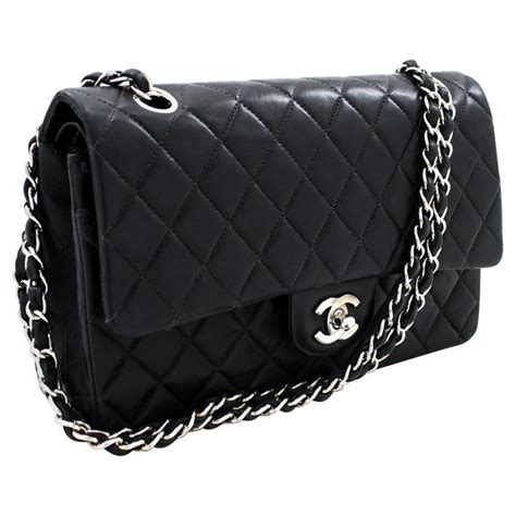 chanel black and silver purse|authentic chanel black purse.